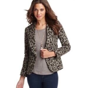 LOFT ANN TAYLOR Blazer Small Wool Blend Business Animal Print Office Work Career